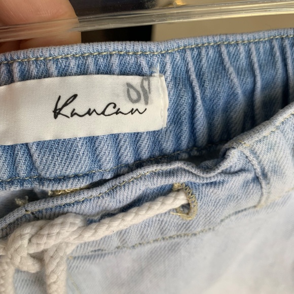 Kancan Estilo Light Acid Wash Jeans 5/26 Wide Leg Elastic Drawstring Waist Crop - Picture 13 of 16